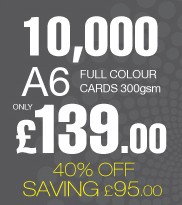 10,000 A6 Leaflets on 300gsm