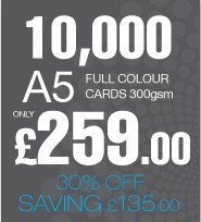 10,000 A5 Leaflets on 300gsm